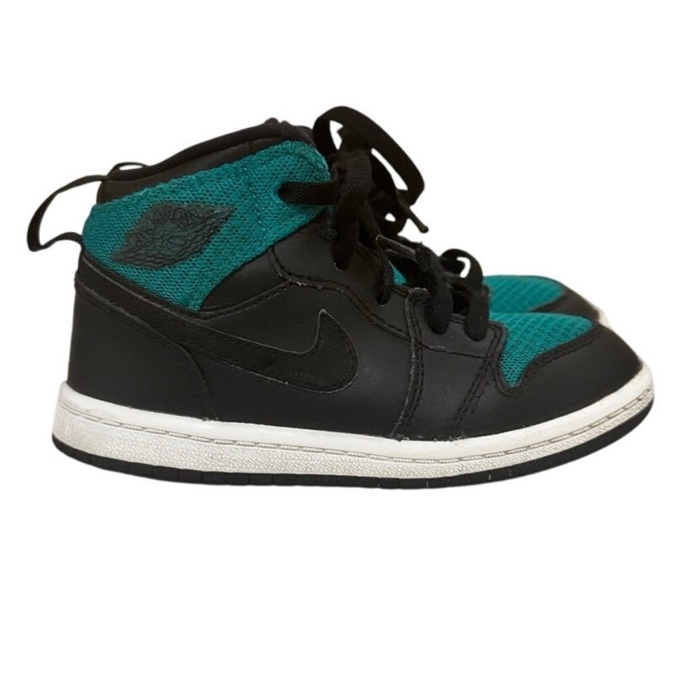 Nike Air Jordan 1 Retro High Kids Sneakers Black Teal Size 9C‎